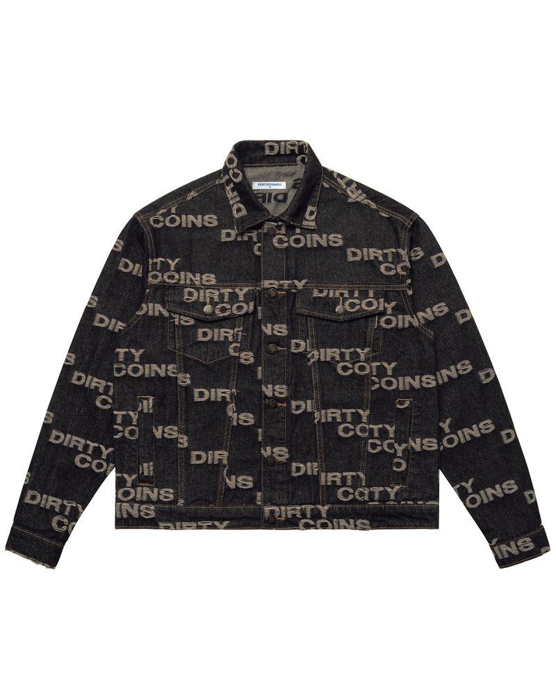 DirtyCoins（ダーティーコインズ）の「Frayed Logo Denim Jacket - Black（Jackets/Outerwear）」