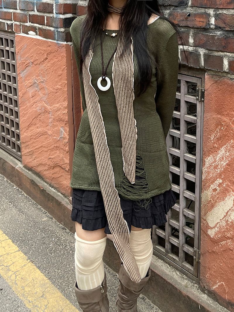 Summer Vintage Damage Long Knit