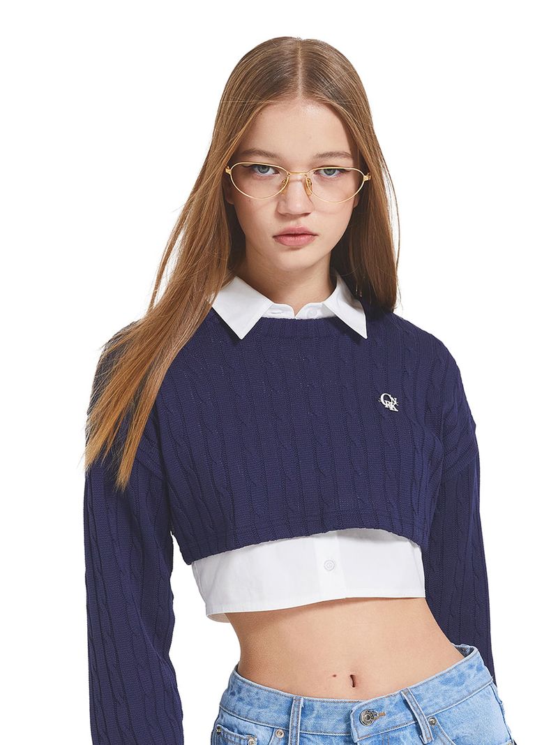 crank（クランク）の「TWISTED CROP KNITWEAR_NY（Tops）」