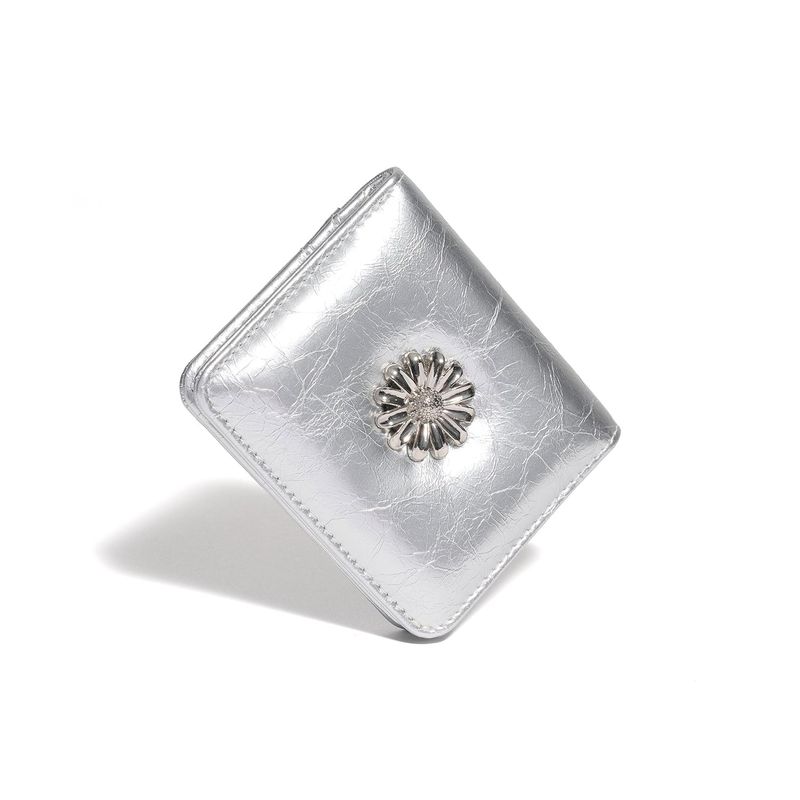 Daisy Photo Slot Half Wallet Bill Card Wallet silver