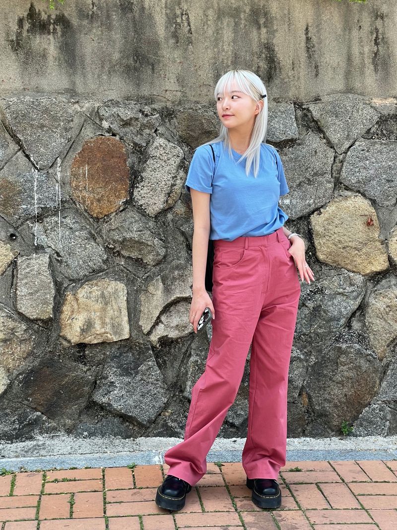 Vivid color cotton pants