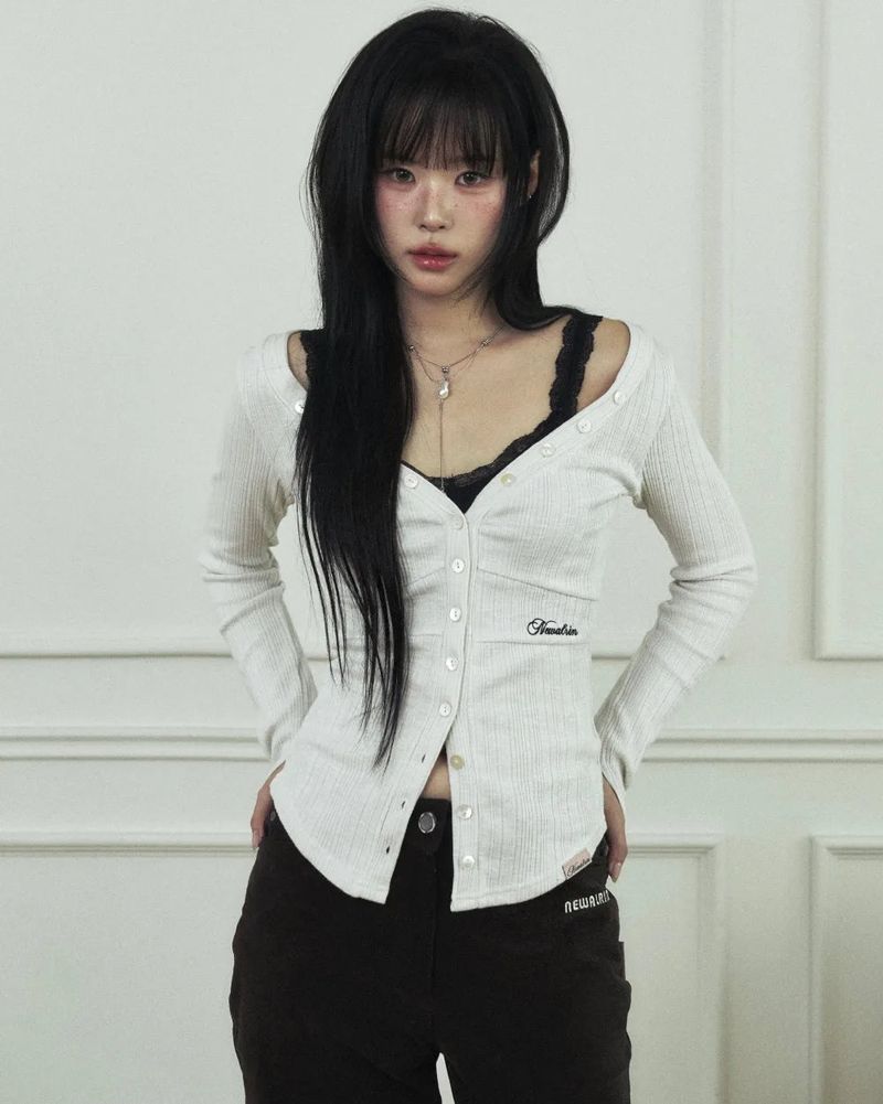 Ria Neck Button Knit Top