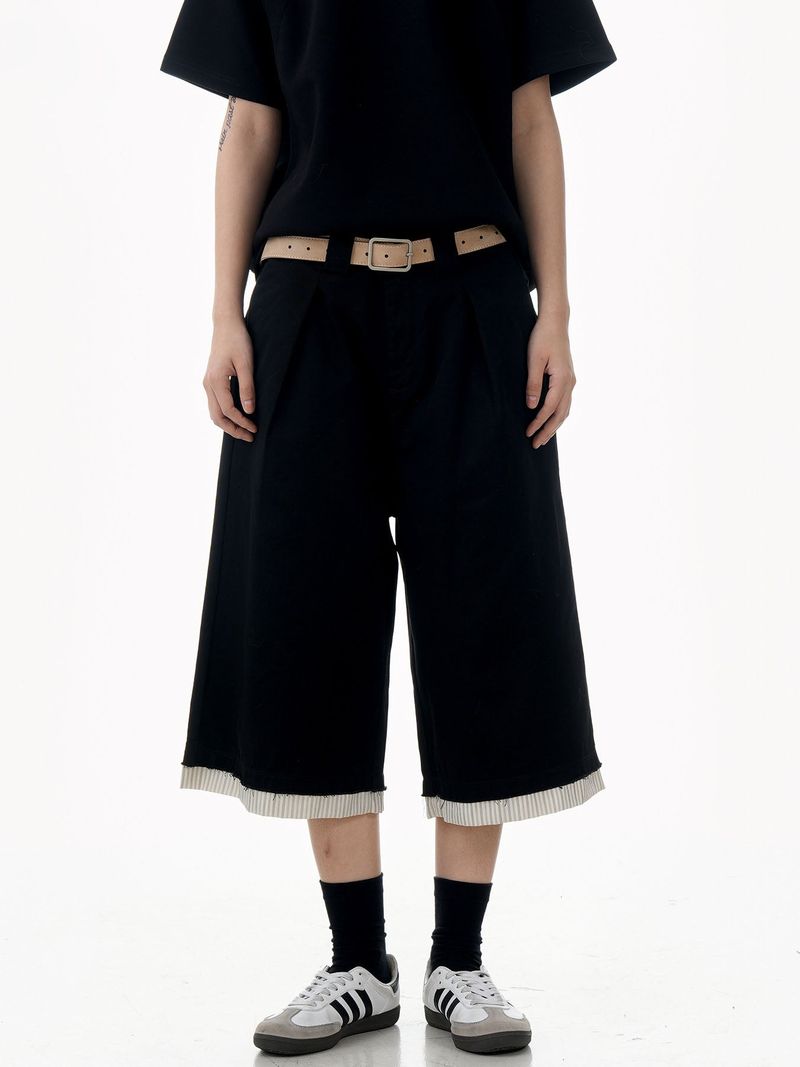 Raw Hem Patch Crop Shorts