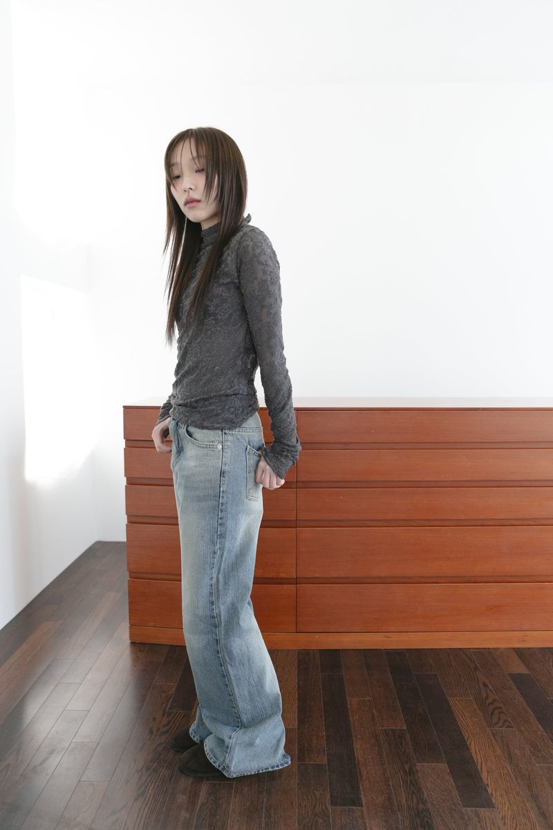 semi bootscut middle rise jean(S-L)