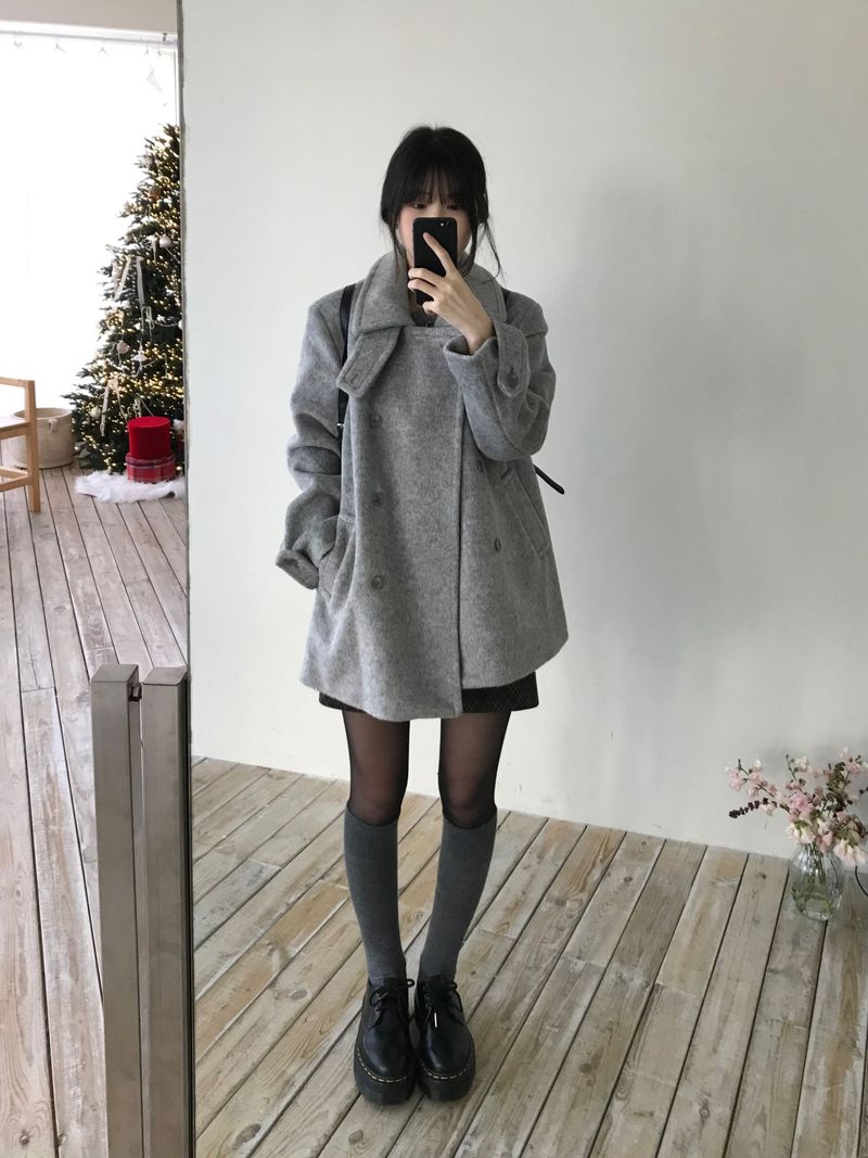High-neck double coat (2 colors)