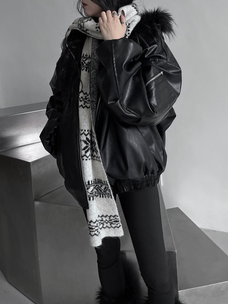 winter jacquard contrast muffler (4color)