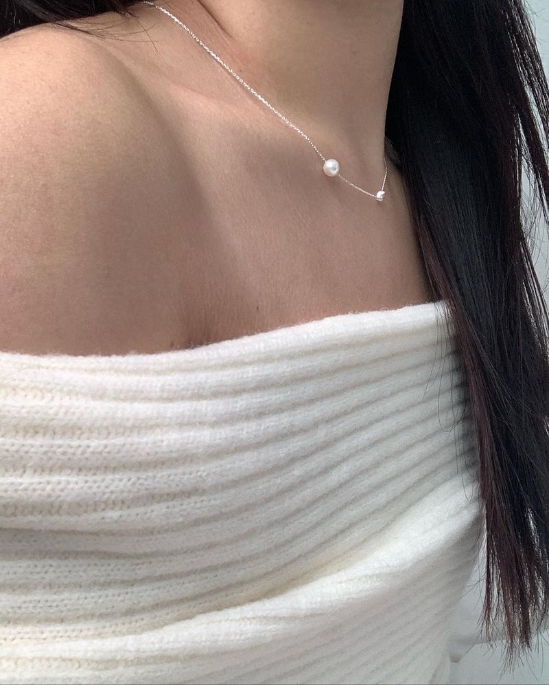 (silver925) パールキュービックネックレス *silver