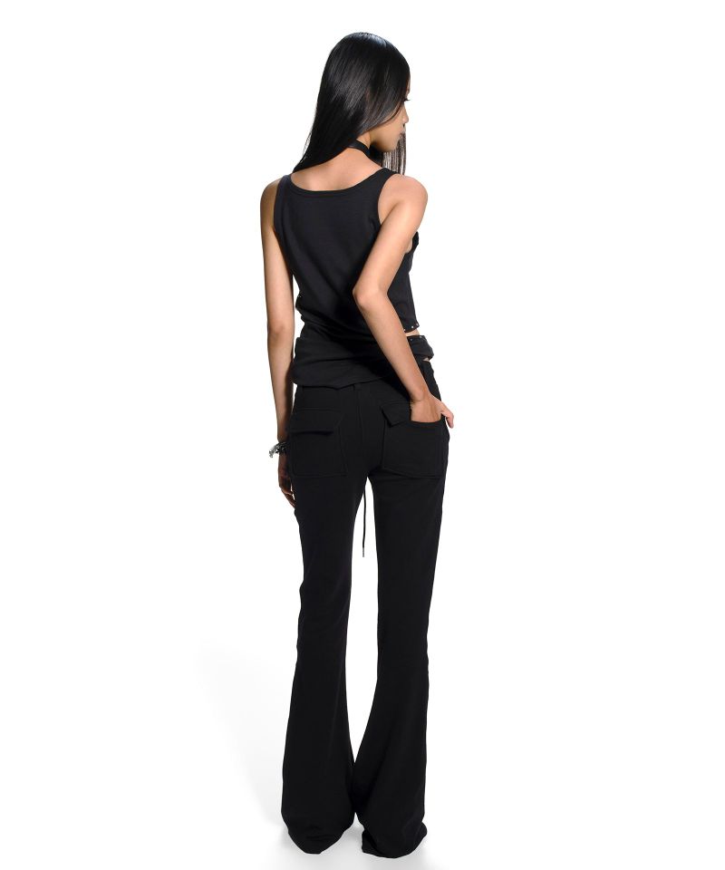 ZIPPER LINE BOOTS CUT SWEATPANTS BLACK