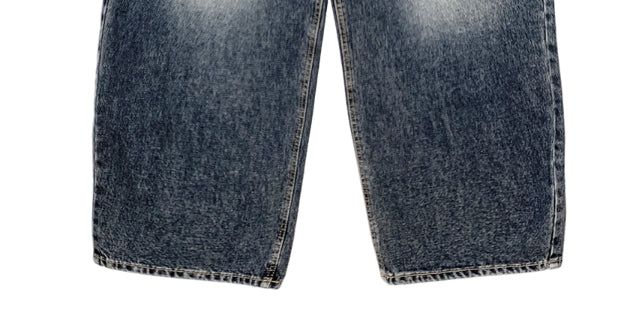 Quart Brushed Deep Blue Denim Washing Wide Pants