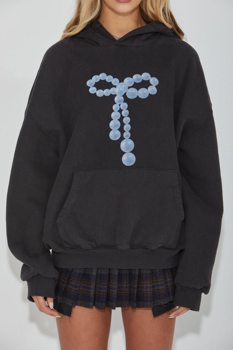 BEADS RIBBON HOOD