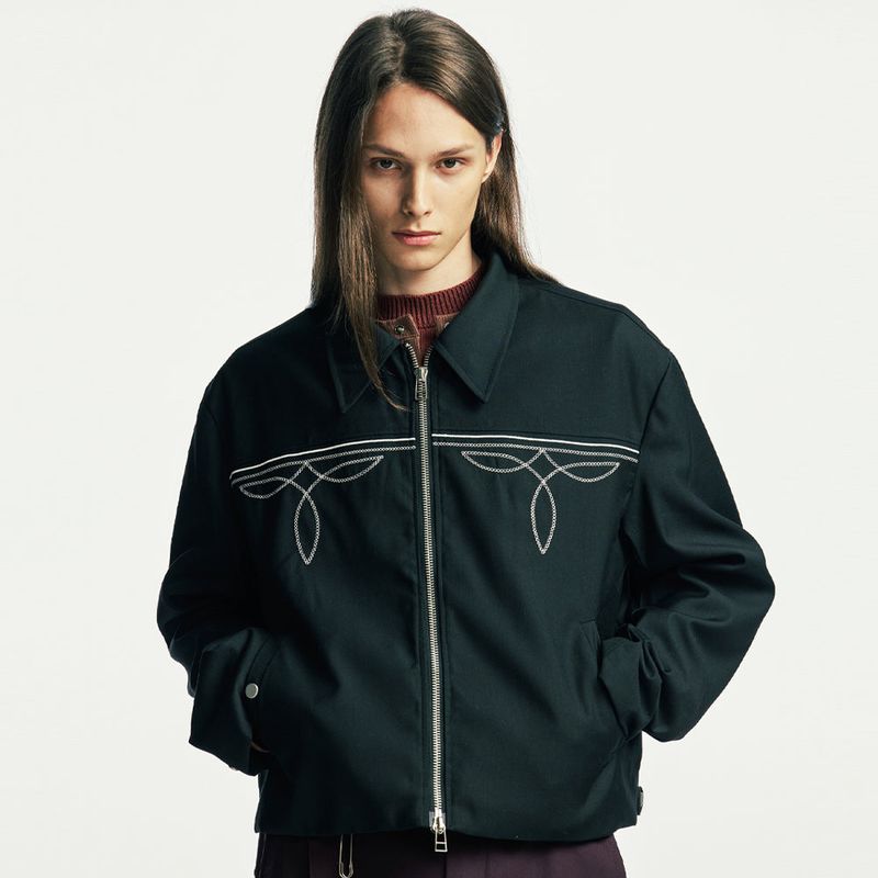 western stitch blouson black