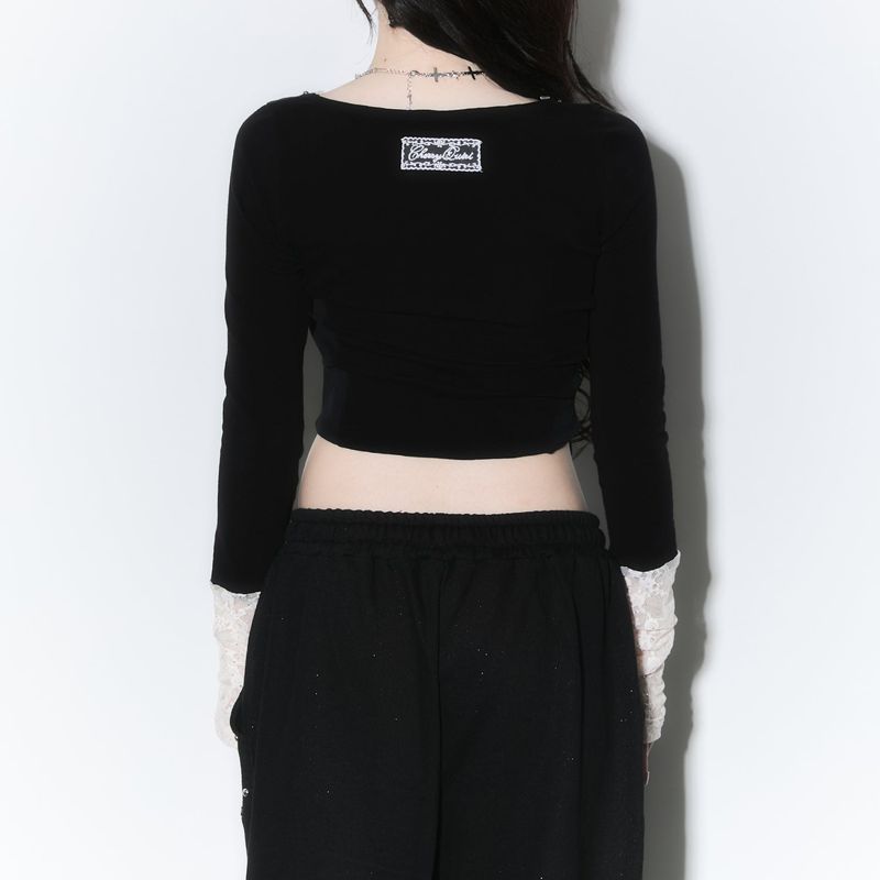 (2nd reorder) corset stud long sleeve - black