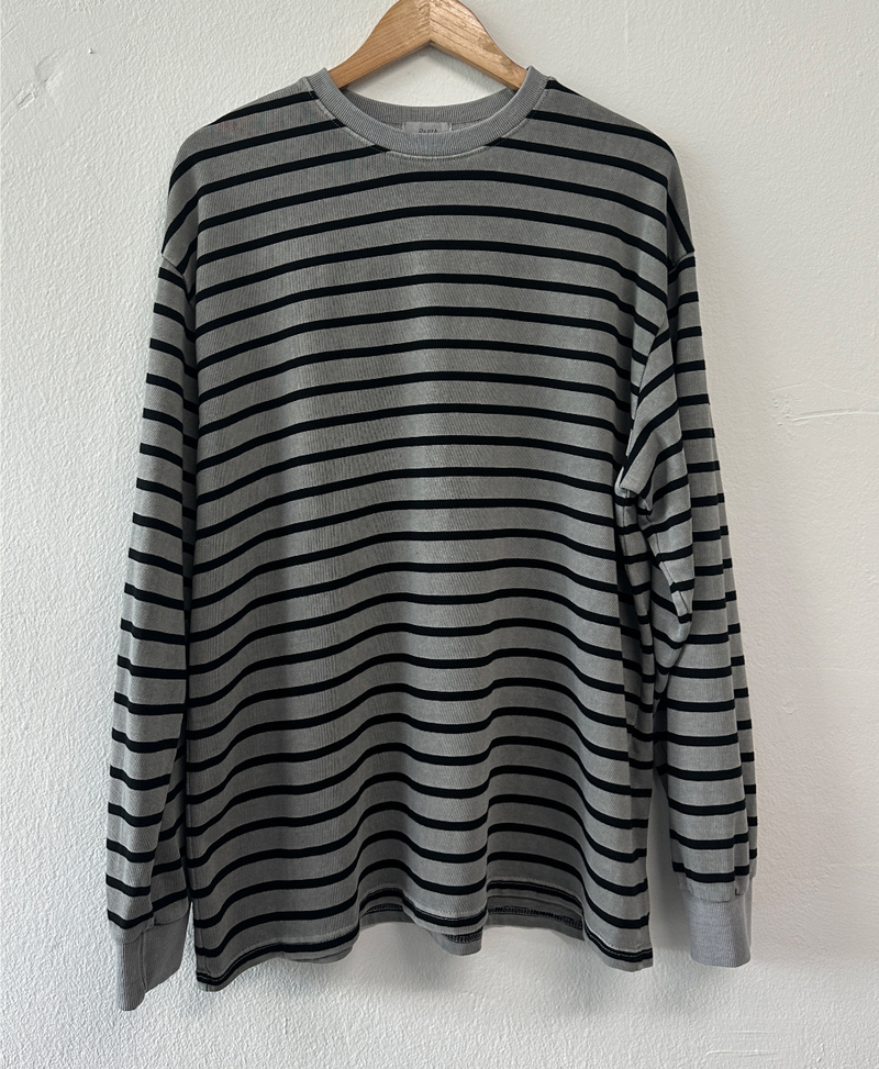 OVERFIT STRIPED ROUND BOX T🩶🖤🩷💙 - 4 COLORS