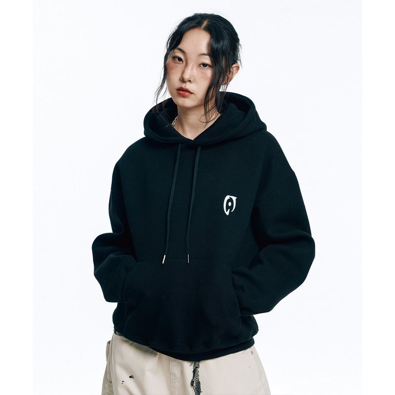 Oversized Hard Crop Hoodie - Black