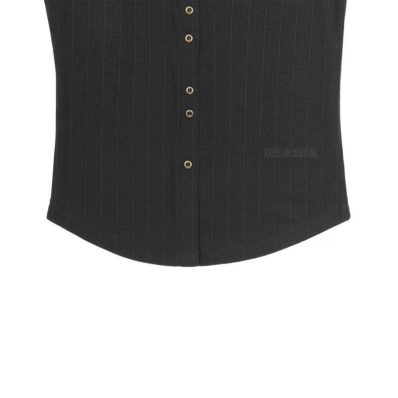 BUTTON DETAIL SHIRTS CARDIGAN(BLACK)