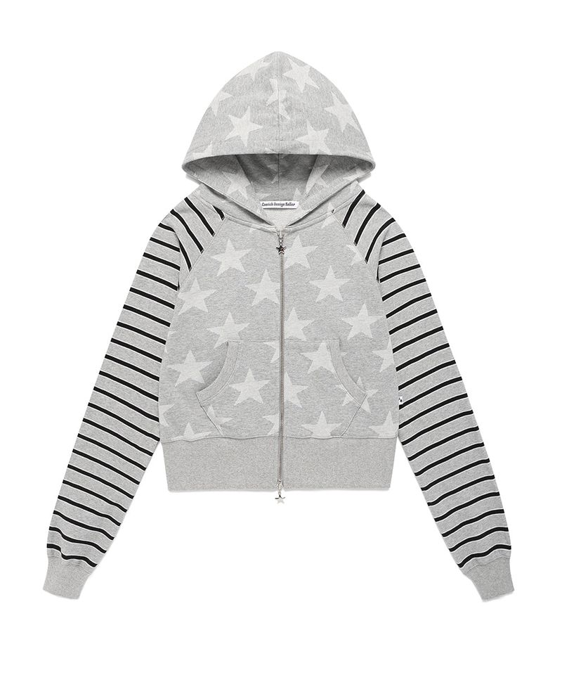 cavish（カビシ）の「W RAGLAN STAR ZIP UP HOODIE GREY(CV2FFFM482A)（Tops）」