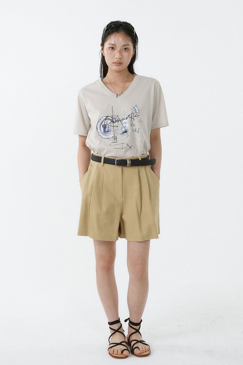 GALAXY V-NECK T-SHIRT_LIGHT BEIGE