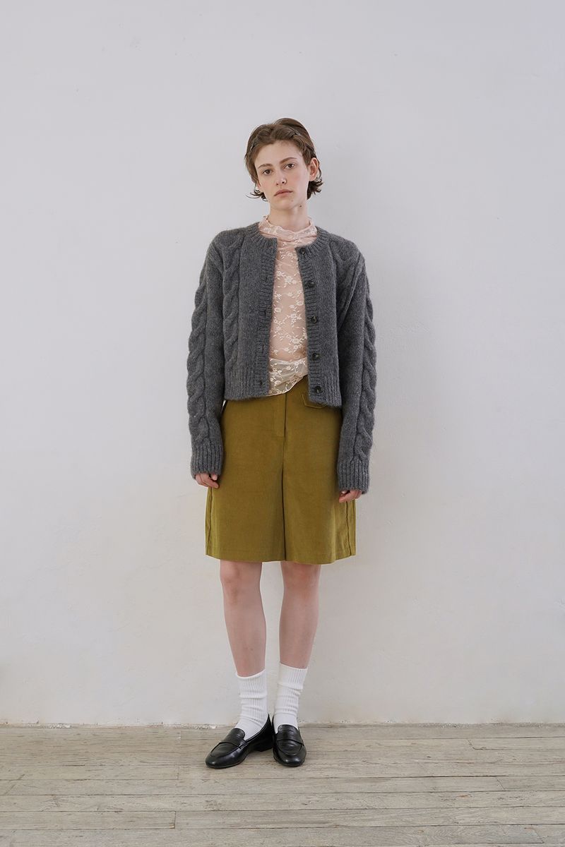 Mohair cable cardigan_charcoal
