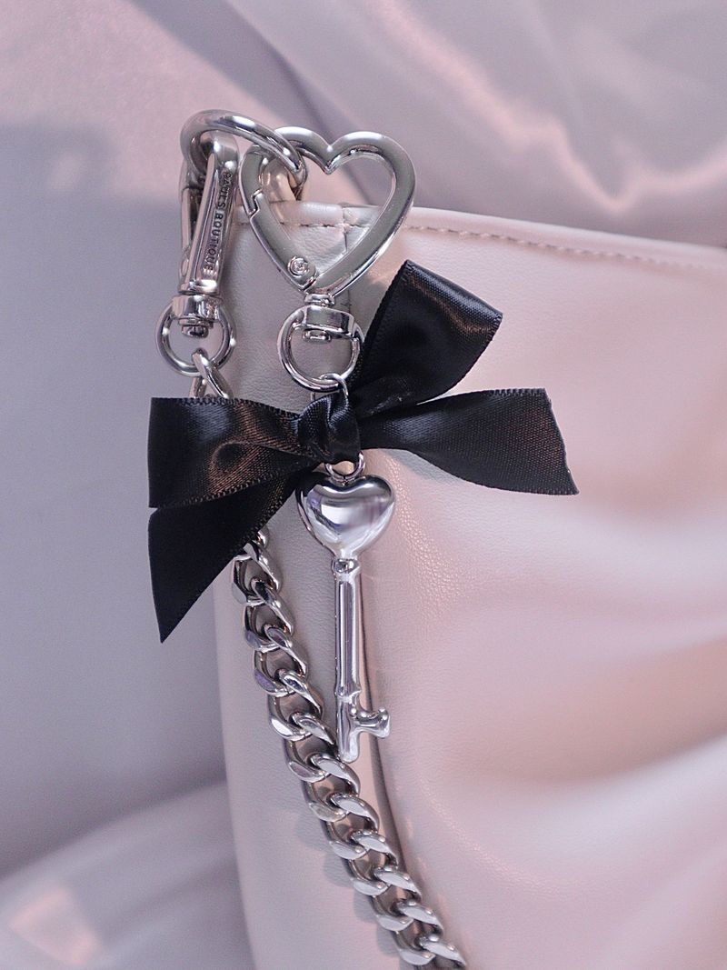 Black Ribbon Heart Key Keyring