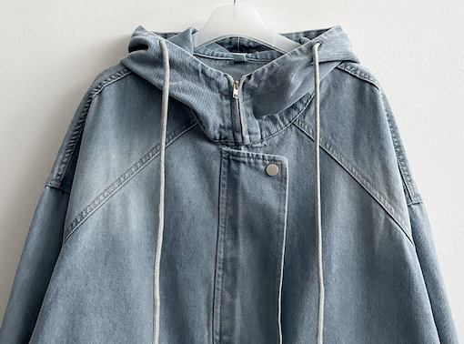 Delt Boxy Fit Two-Way Denim Hooded Jumper