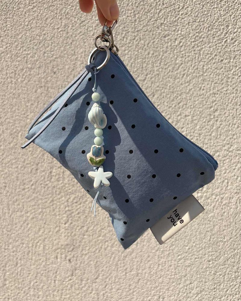Baby dot flat pouch - blue , M size