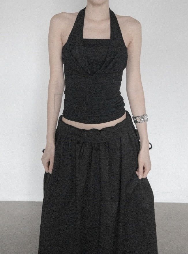 Ar Cowl Neck Halter Tube Top