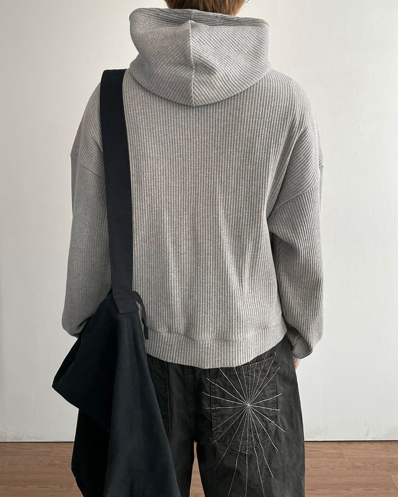 Compack Waffle High Neck Hood Zip-up