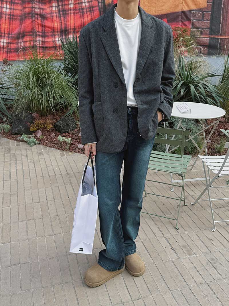 ASCLO Classical Herringbone Wool Jacket (3color)