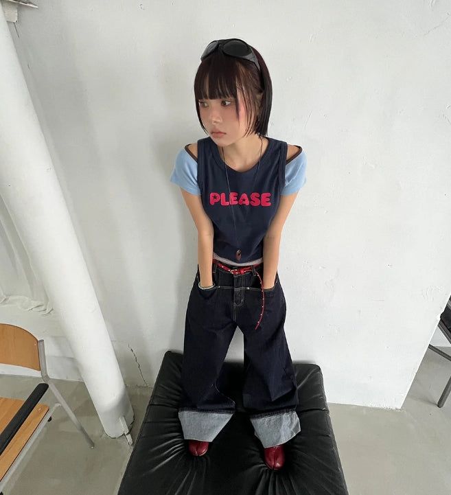 ROLL-UP WIDE DENIM