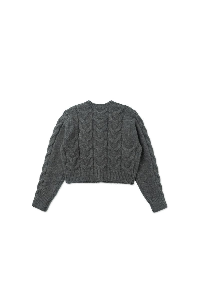 Mohair cable cardigan_charcoal
