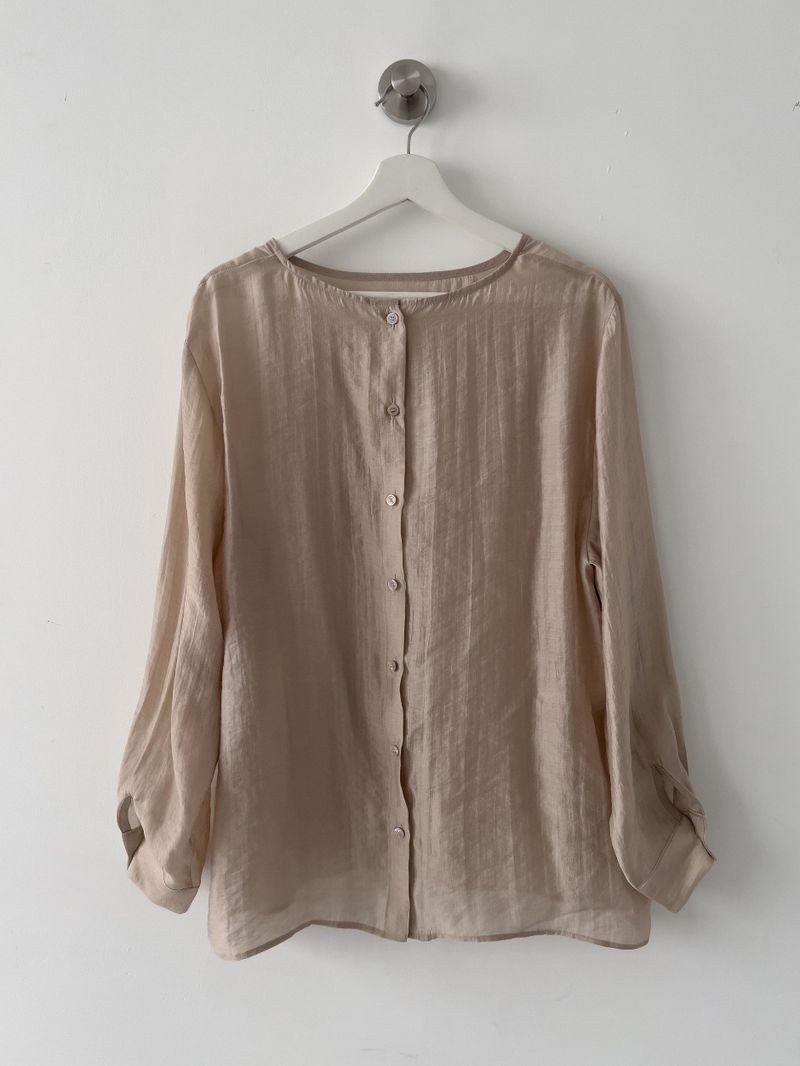 Tencel Two-Way Round Neck Blouse