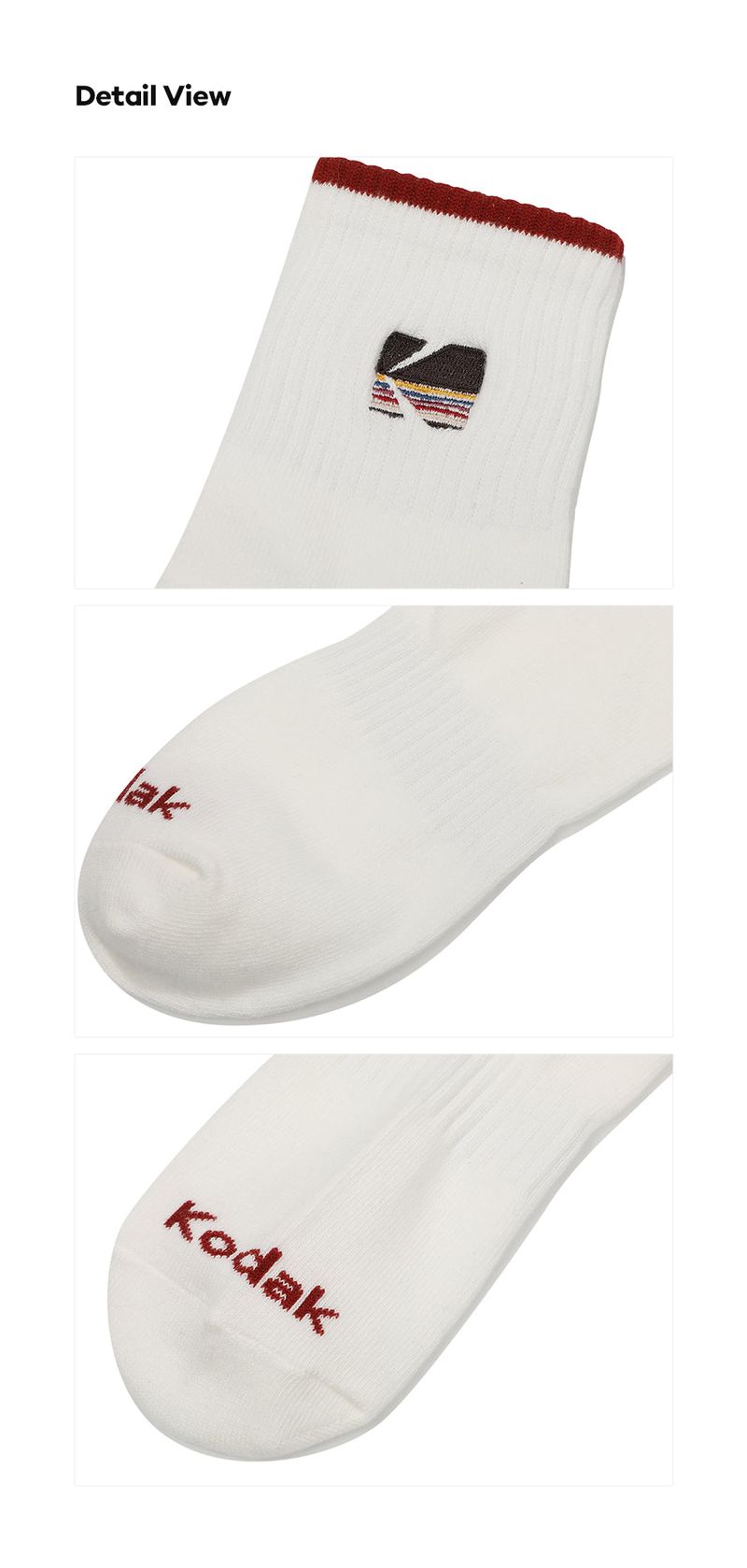RAINBOW EMBROIDERY ANKLE SOCKS【RED】