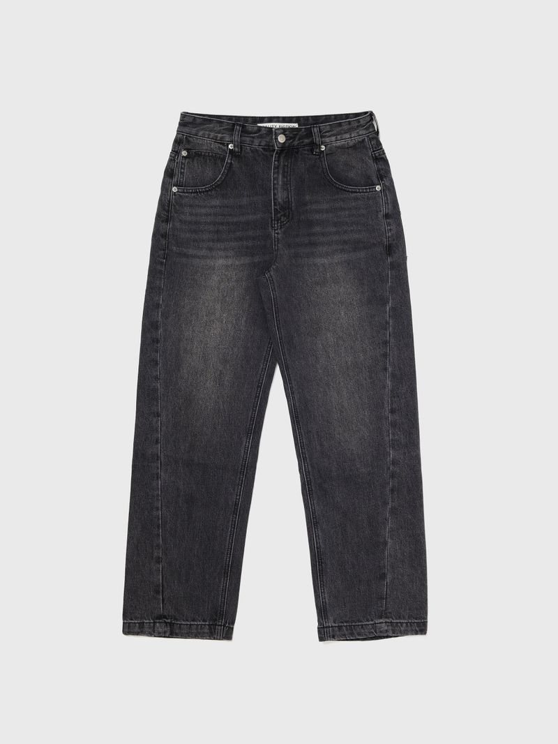 Tapered Round Denim Pants Grey