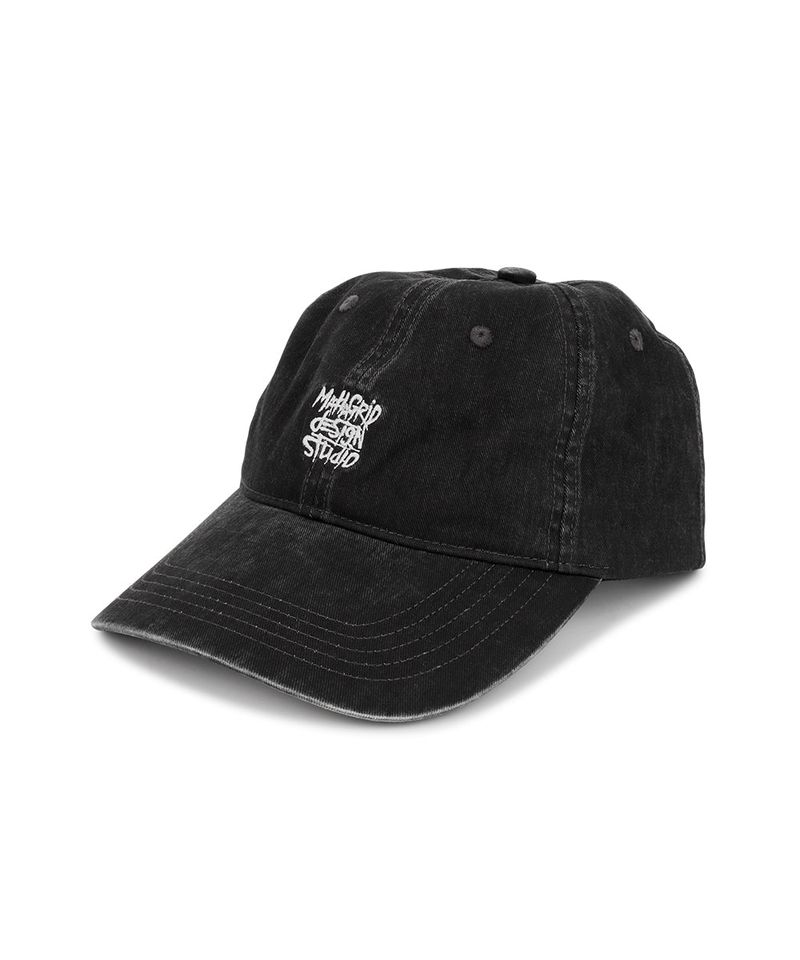 mahagrid（マハグリッド）の「VINTAGE WASHED SLASH LOGO BALL CAP_CHARCOAL（Hats）」