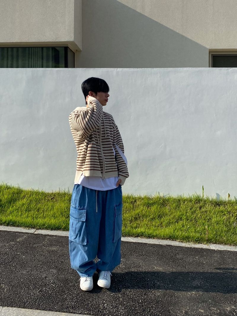 Big Pocket Balloon Cargo Denim Pants 2C