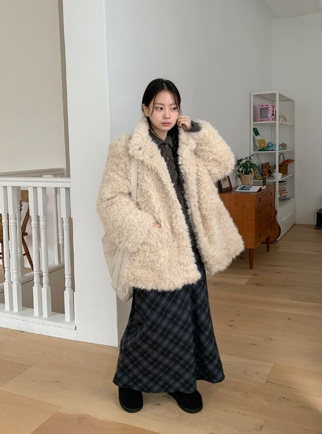 Bihin Collar Half Fur Jacket