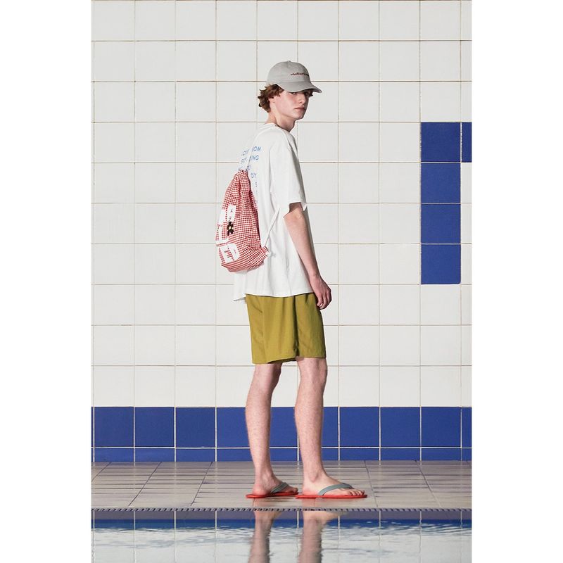 LOGO GINGHAM CHECK GYM SACK / RED