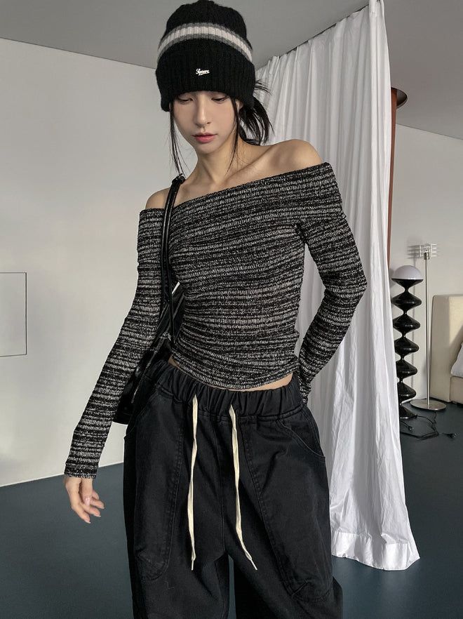 Sein Bokashi Off Shoulder Knit