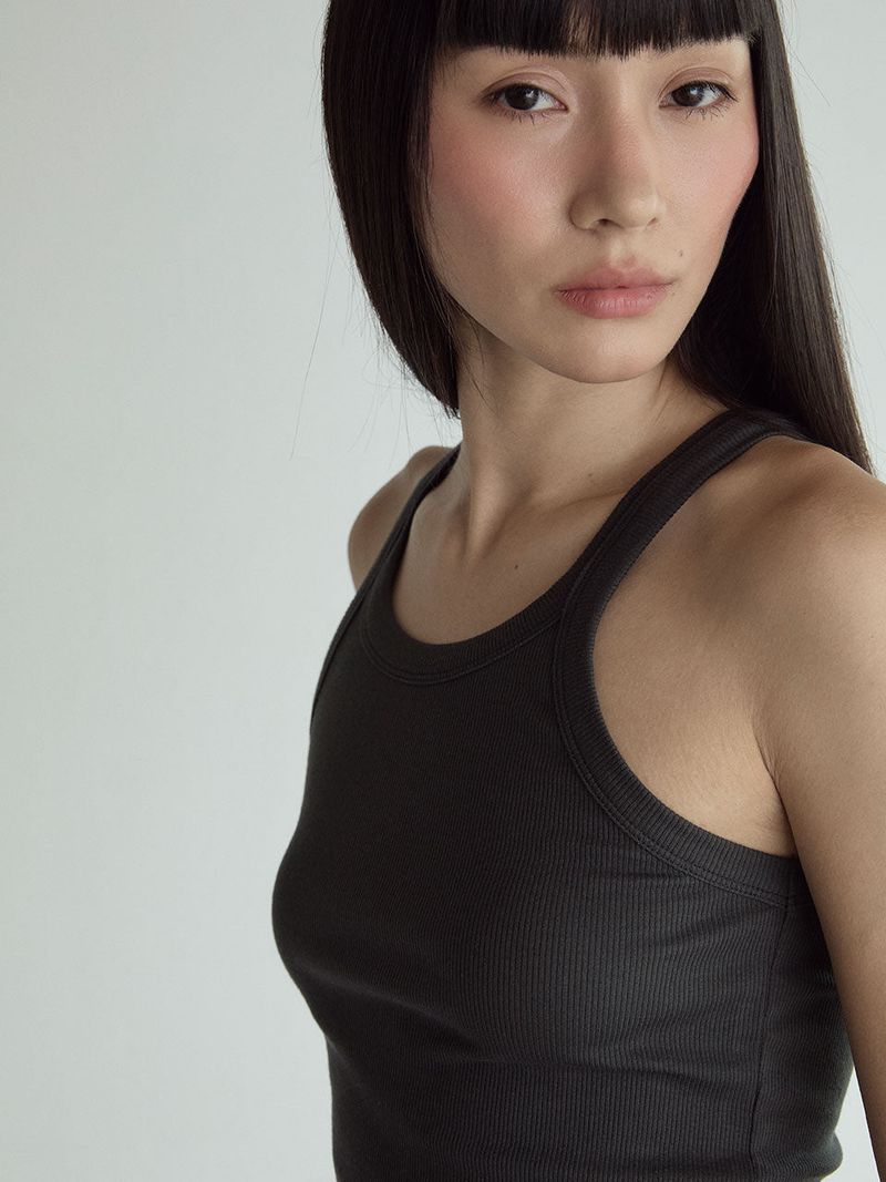 Cotton Sleeveless Top_Charcoal