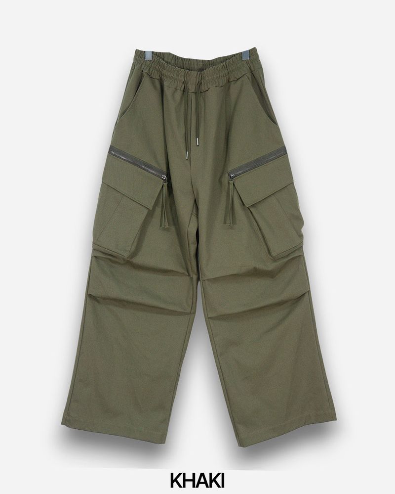 Zipper Big Cargo Cotton Pants