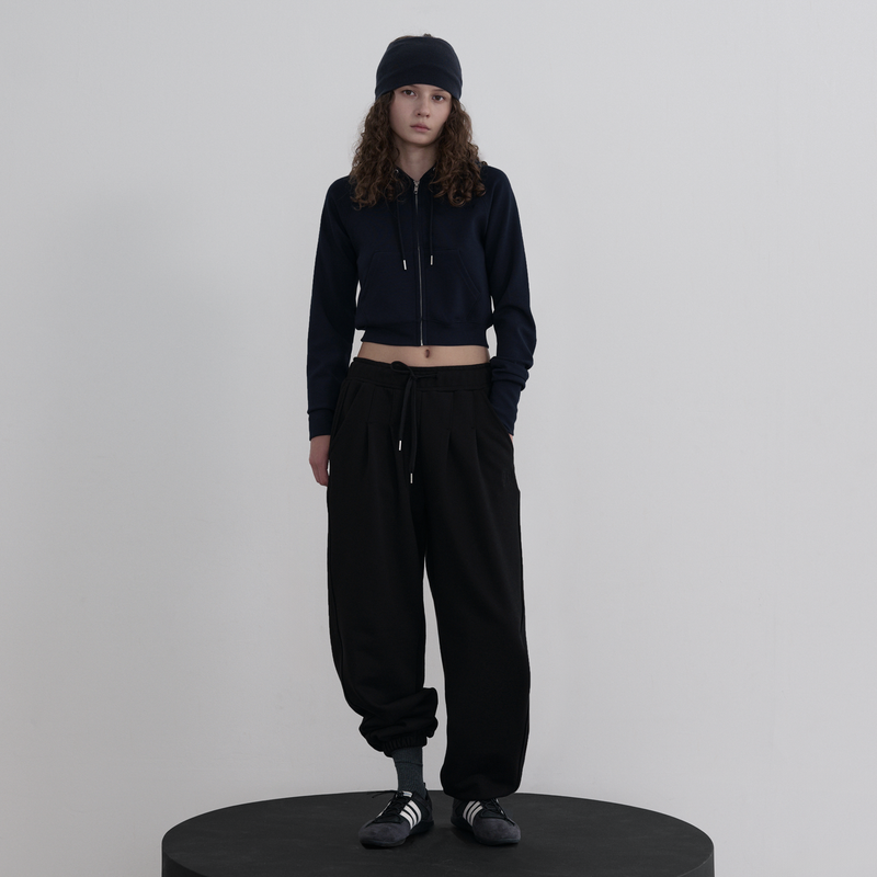 AirSoft Essential Crop Hood Zip-up - NAVY