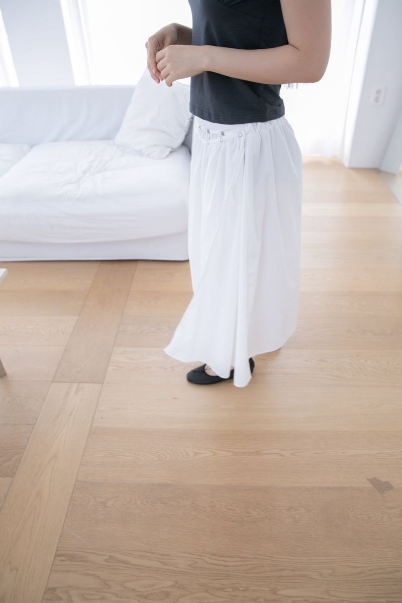 layered snap button skirt(2colors)