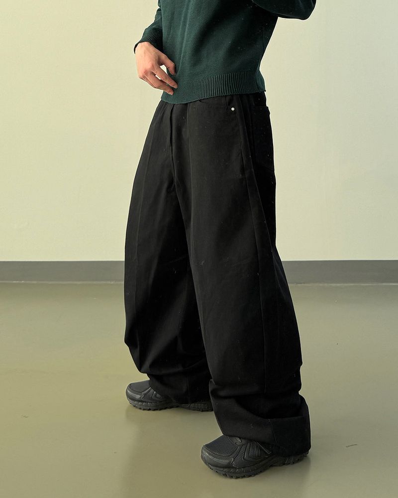 Bino Curved Wide Cotton Pants