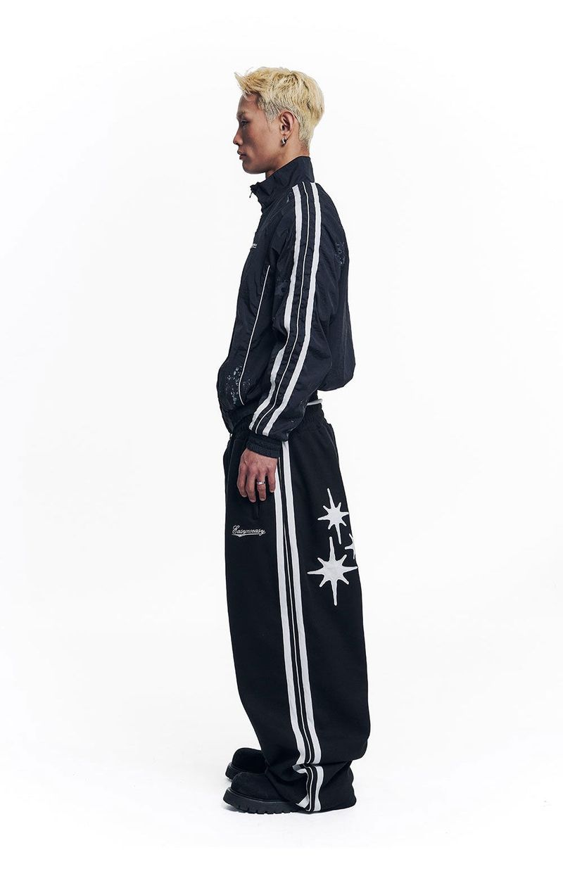 Star Piping Track Balloon Sweat Pants - Black