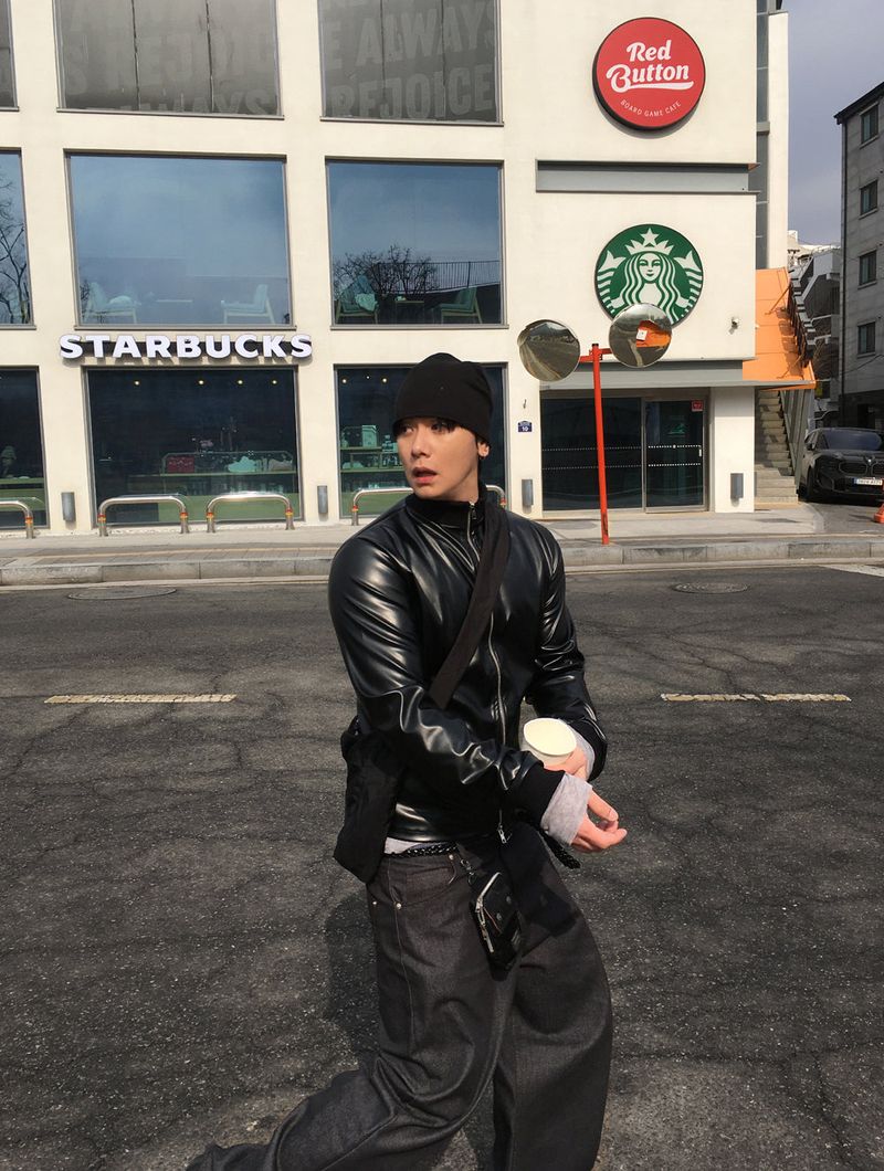 No.1614 leather jersey ZIP-UP