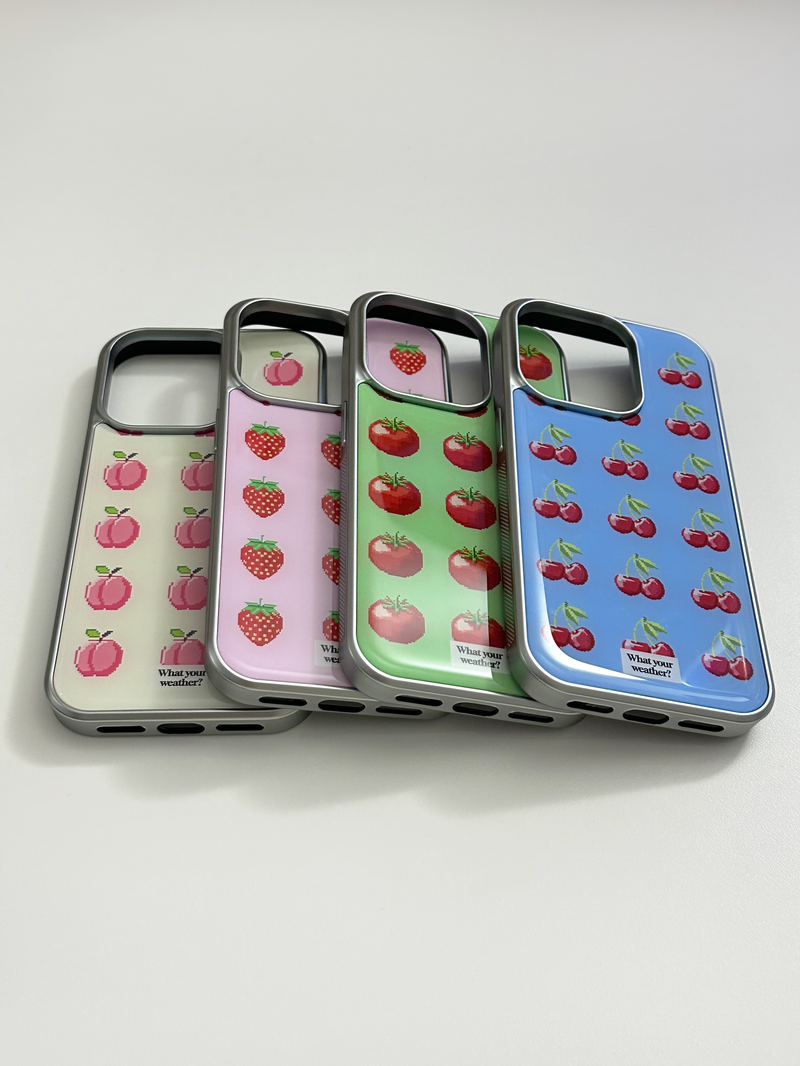fruit tetris epoxy silver case-peach