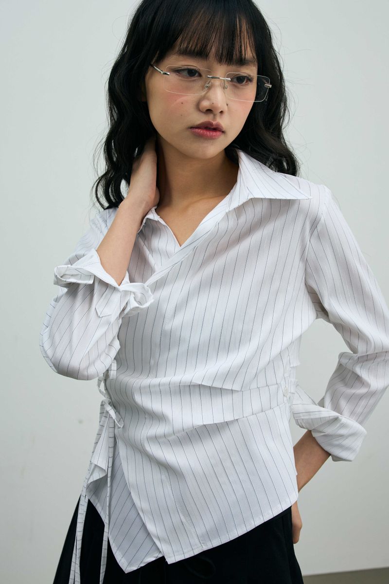 EVE STRIPE WRAP SHIRT / WHITE