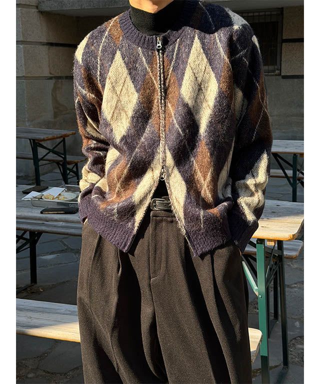 LAURANT（ロラン）の「[Unisex] Argyle brush mohair cardigan(3color)（Tops）」