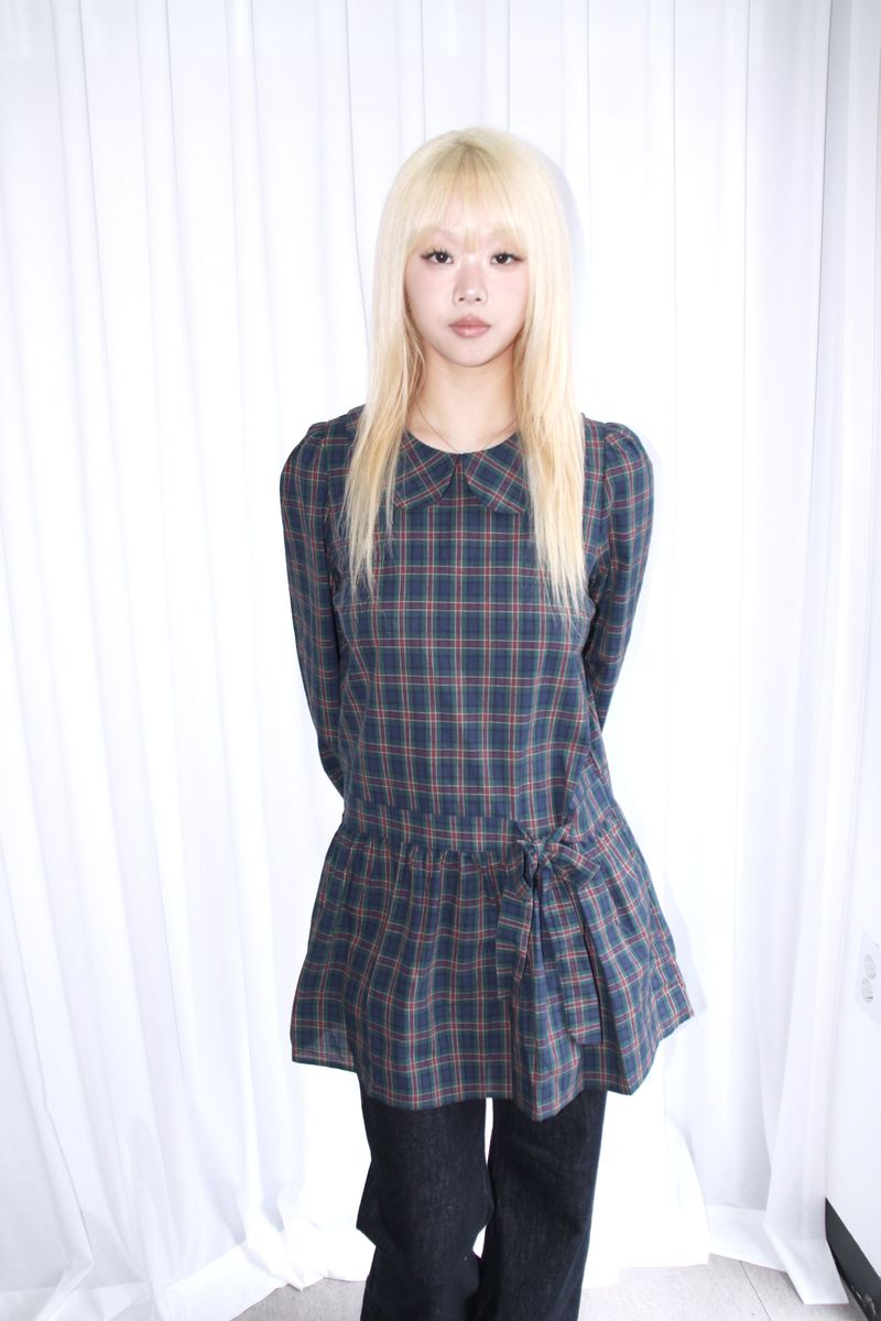 pintuck ribbon strap dress (2colors)