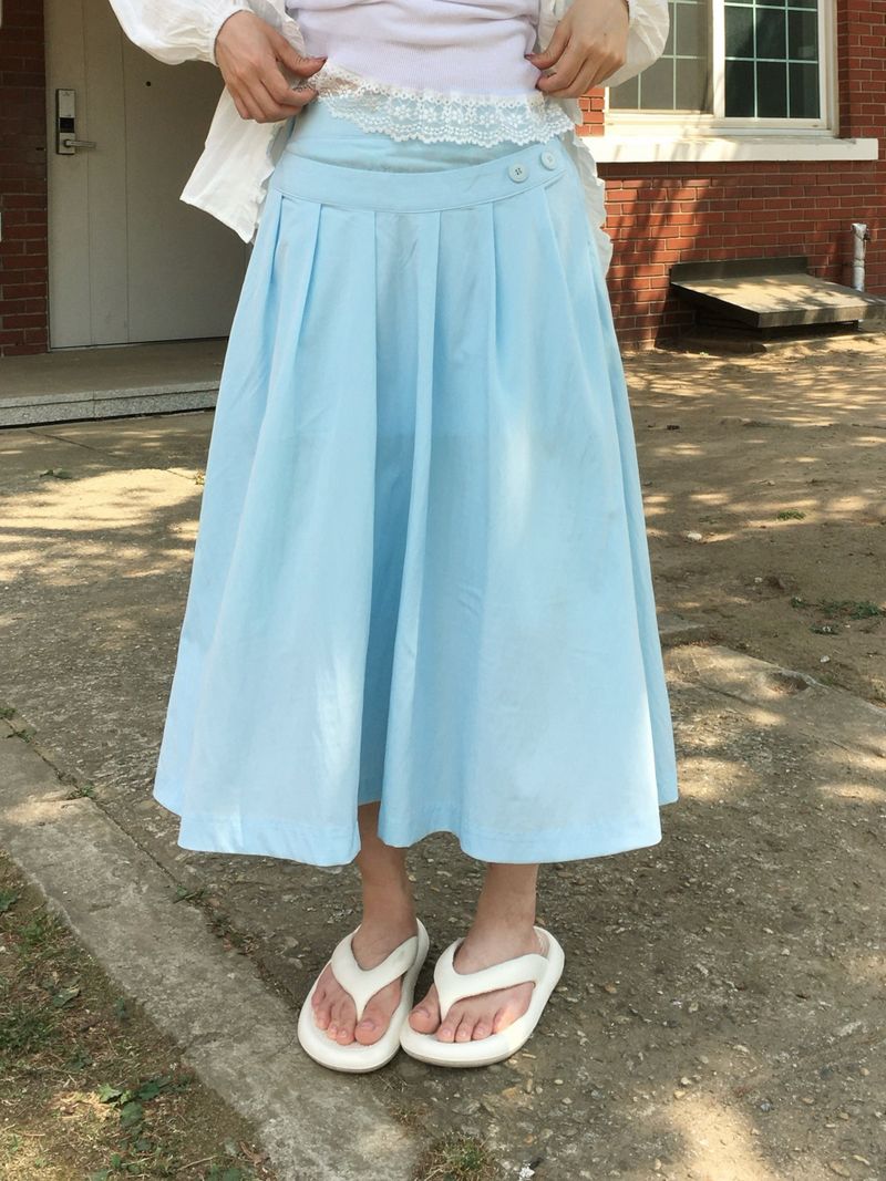 RITCORE（リットコア）の「Button Minimal Pin-tuck Sagging Skirt (3c)（Skirts）」